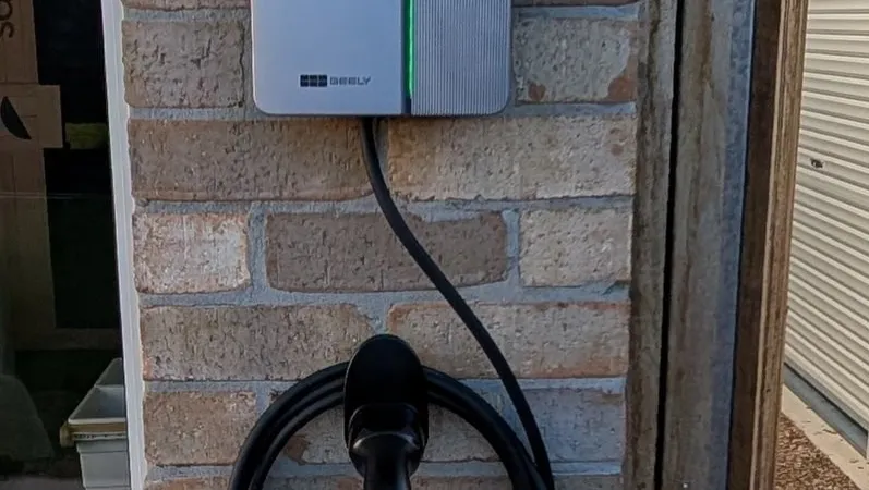 Type 2 home EV charger installed on a brick wall at a Belmont home by LJ Electrical Group